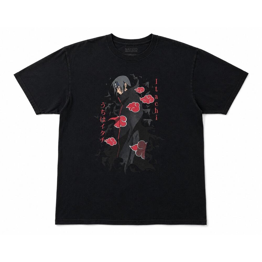Naruto Shippuden Itachi Uchiha Graphic T Shirt Black Adult Large Anime Tee